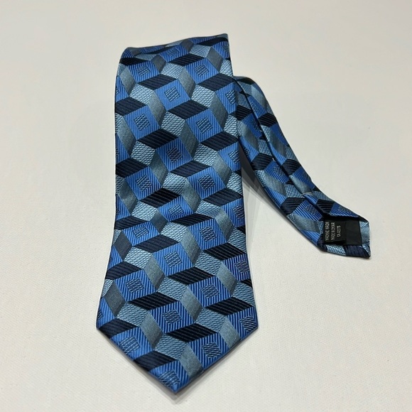 Men's Franco Deluca Italy Blue 3D  Tie Cravatte - Picture 1 of 6